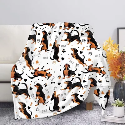 Dachshund Bone Pattern Blanket for Sausage Dog Lovers