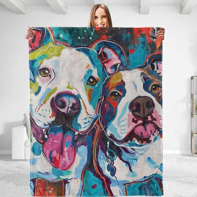 Colorful Pop Art Bulldog Blanket No. 2