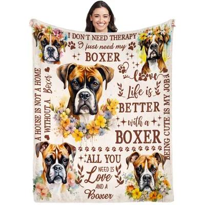 Boxer Dog Quote Floral Blanket for Devoted Owners