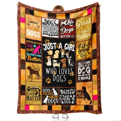 Dog Lover Quotes Pattern Blanket: Patchwork of Canine Love and Humor