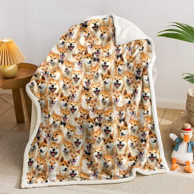 Shiba Inu Dog Pattern Blanket: Cute Puppy Print for Cozy Days