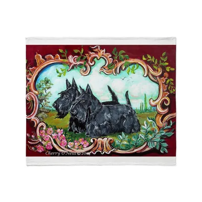 Scottish Terrier Pair Painting Blanket: Ornate Art for Dog Lovers