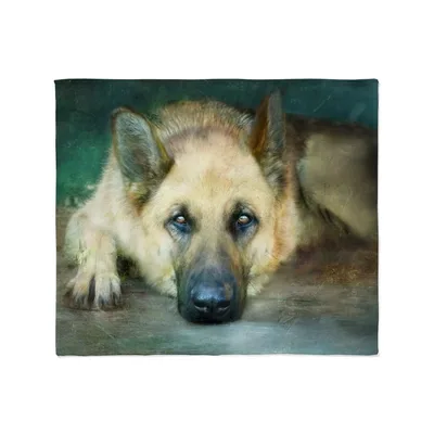 German Shepherd Lying Down Blanket: Artistic Canine Portrait