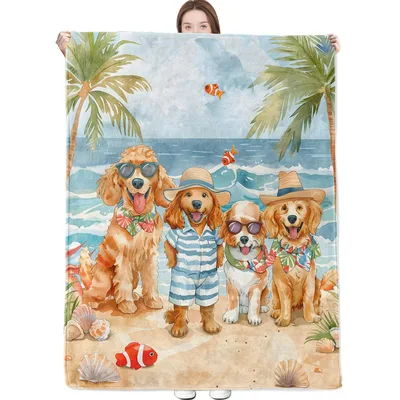 Beach Dogs Summer Vacation Blanket: Pawsome Beachside Style