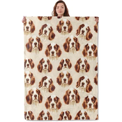 Spaniel Dogs Pattern Blanket: Springer Spaniel Face Art