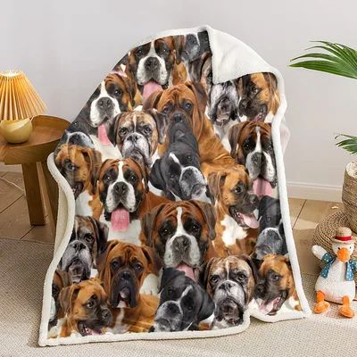 Boxer Dogs Pattern Blanket: A Collage of Tongue-Out Portraits