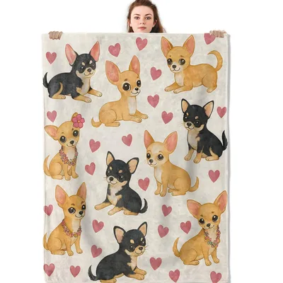 Chihuahua Dogs with Hearts Blanket No. 2 – Chihuahua Dogs
