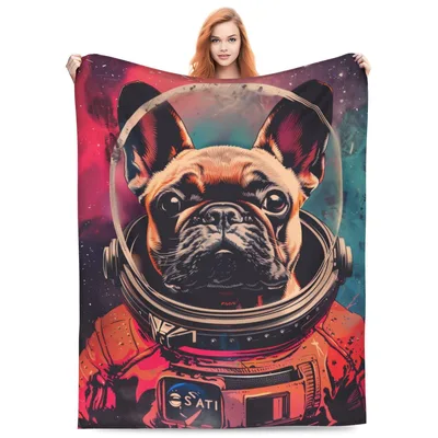 French Bulldog Astronaut Blanket: Space Dog Design for Pet Lovers