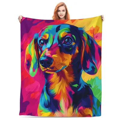 Colorful Dachshund Pop Art Portrait Blanket for Vibrant Dog Lovers