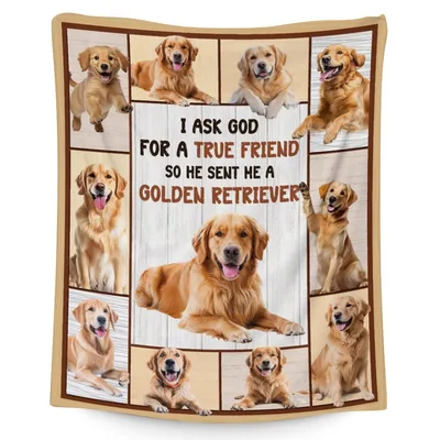 I Ask God for a True Friend Blanket Golden Retriever Collage Design