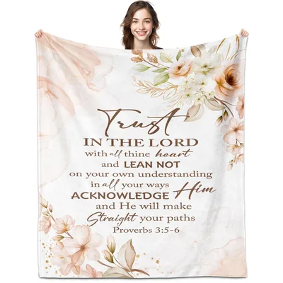 Trust In The Lord Blanket: Proverbs 3:5-6 Floral Throw