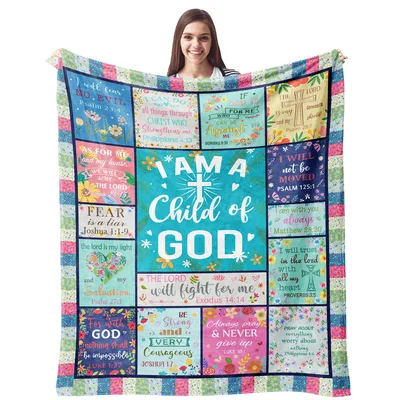 Christian Scripture Blanket with Bible Verses and Faith Art
