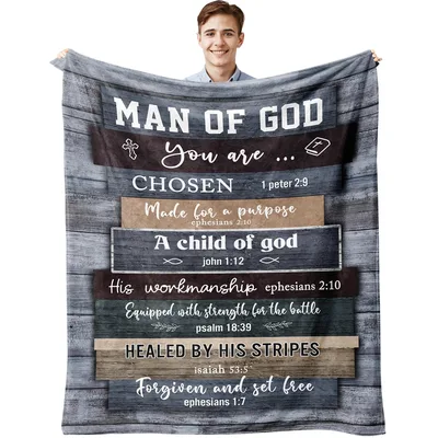 Christian Men Bible Verses Blanket - Man of God Design