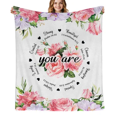 Scripture Verse Blanket with Floral You Are Design