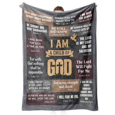 Dark Grey Scripture Cross Blanket for Faith and Comfort