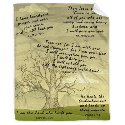Healing Bible Verses Blanket Tree of Scripture Comfort