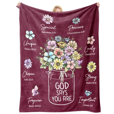 Faith Mom Blanket with Bible Verses and Flowers