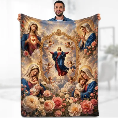 Madonna Religious Blanket Virgin Mary Art Throw