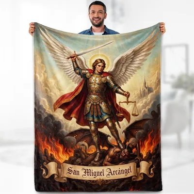 Saint Michael Archangel Blanket: San Miguel Arcángel Throw