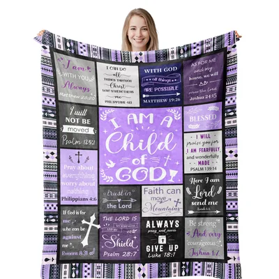 Purple Scripture Verses Inspirational Blanket