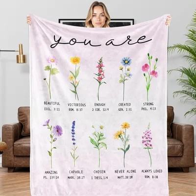 Christian Wildflower Blanket with Ten Bible Verses