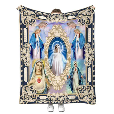 Blessed Mother Blanket with Five Radiant Images of Mary