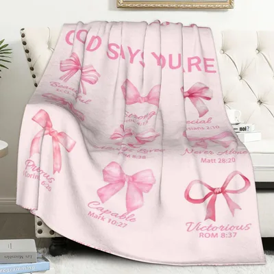 Faith Bow Blanket: Pink Bows With Bible Verses