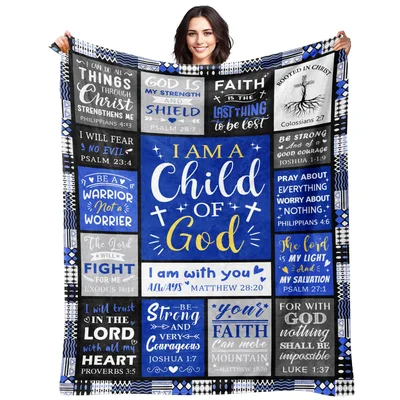 Faith Scripture Blanket: Bible Verses in Blue
