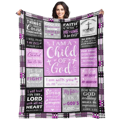 Purple Christian Bible Verse Blanket for Faith Gifts