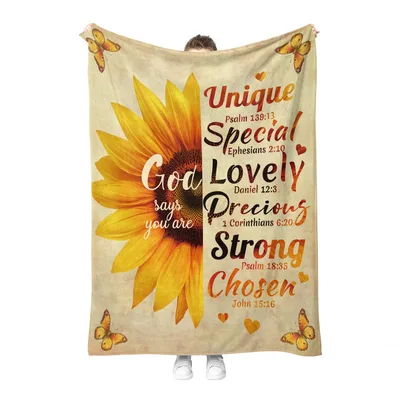 God says you are Unique Blanket with Sunflower Design