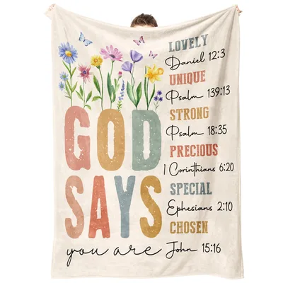 God Says you are Lovely Blanket: Wildflower Verse Throw