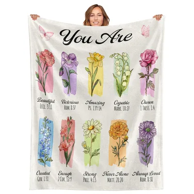 Bible Verse Flowers Blanket for Faith and Encouragement