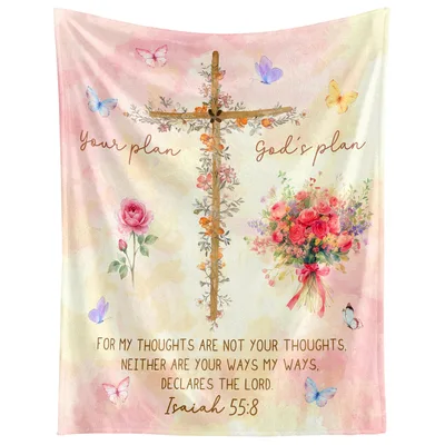 God's Plan Blanket - Faith Cross and Isaiah 55:8 Design