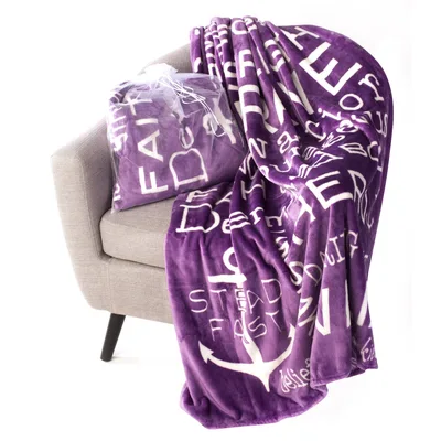 Faith Anchor Blanket: Words of Hope on Purple