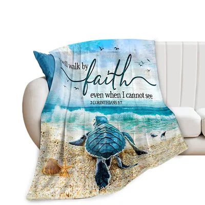 Walk by Faith Blanket: Sea Turtle on the Shore