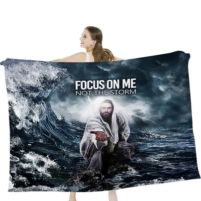Jesus Walking on Water Blanket Focus on Me Not the Storm Design