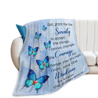 God grant Blanket: Serenity Prayer Butterfly Throw