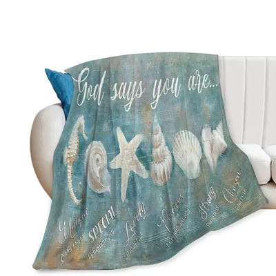Seashell Bible Verse Blanket: God Says You Are