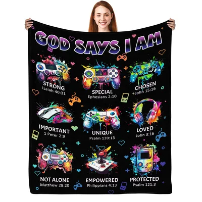 Gamer Faith Blanket: God Says I Am Gaming Throw