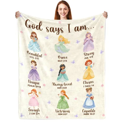 God Says I Am Beautiful Blanket for Girls and Little Princesses
