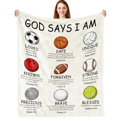 Christian Sports Verses Blanket: God Says I Am Affirmation Print