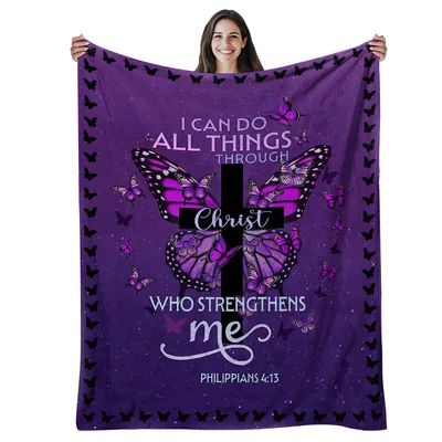 Purple Butterfly Cross Blanket for Faith and Comfort