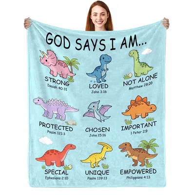 Dinosaur Bible Verse Blanket for Kids and Little Believers