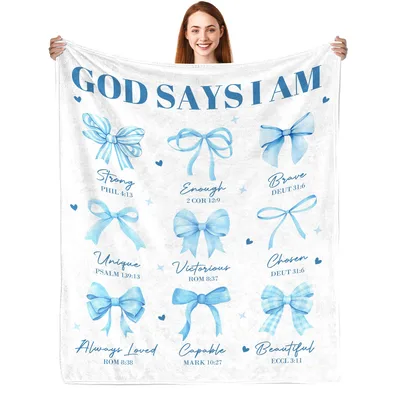 Faith Affirmation Blanket: Nine Blue Bows, Nine Truths