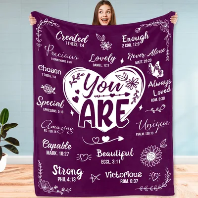 Scripture Affirmation Blanket with Encouraging Bible Verses