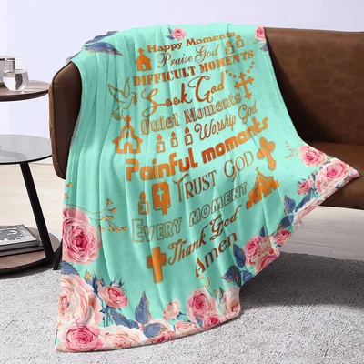 Christian Prayer Inspirational Floral Blanket featuring Trust God