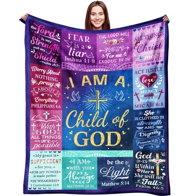 Christian Scripture Verses Blanket: I Am a Child of God Design