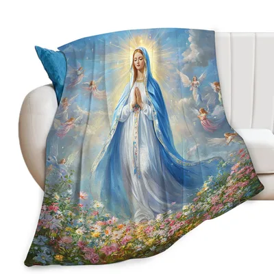 Praying Mary Blanket: Serene Religious Art Throw