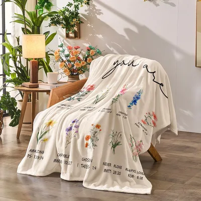 You Are Loved Bible Blanket: Floral Verse Throw for Faith