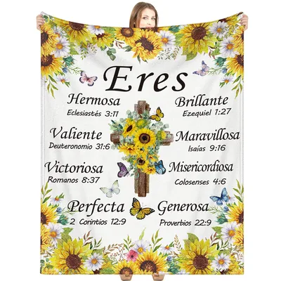 Christian Gift for Women Blanket: Eres Sunflower Verses